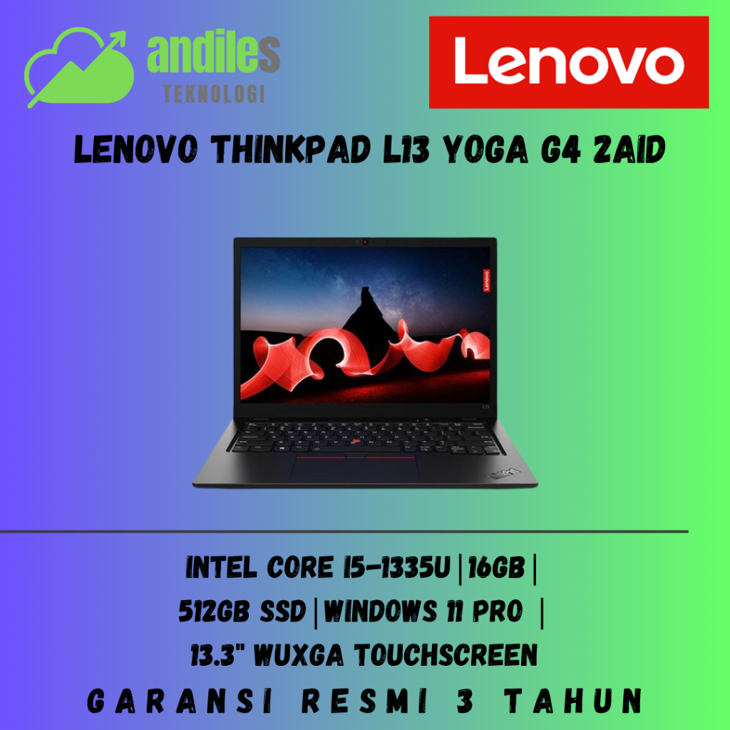 Lenovo ThinkPad L13 Yoga G4 2AID Intel i5-1335U 16GB 512GB 13.3"Touch- Garansi Resmi