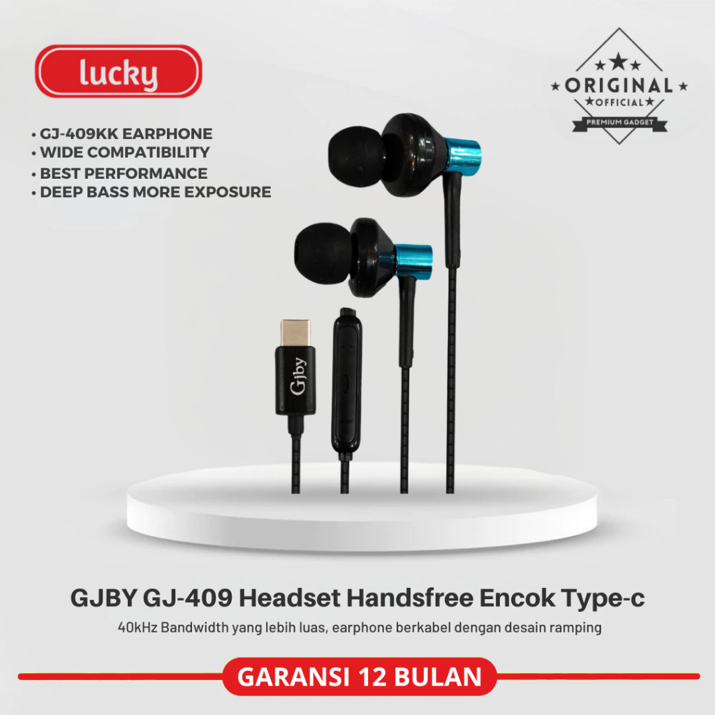 GJBY GJ-409 Headset Handsfree Encok Type-c Wired Earphone Mic