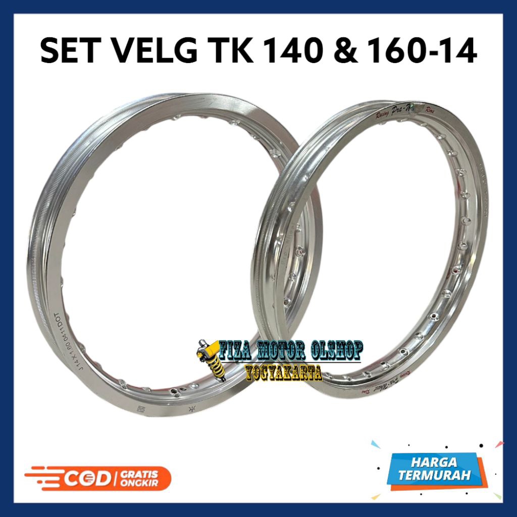 ORIGINAL Set Velg TK Racing Chrome Silver 160-14 & 140-14 Hole 28 Velg TK Bright Pro Wheel 140 ring 