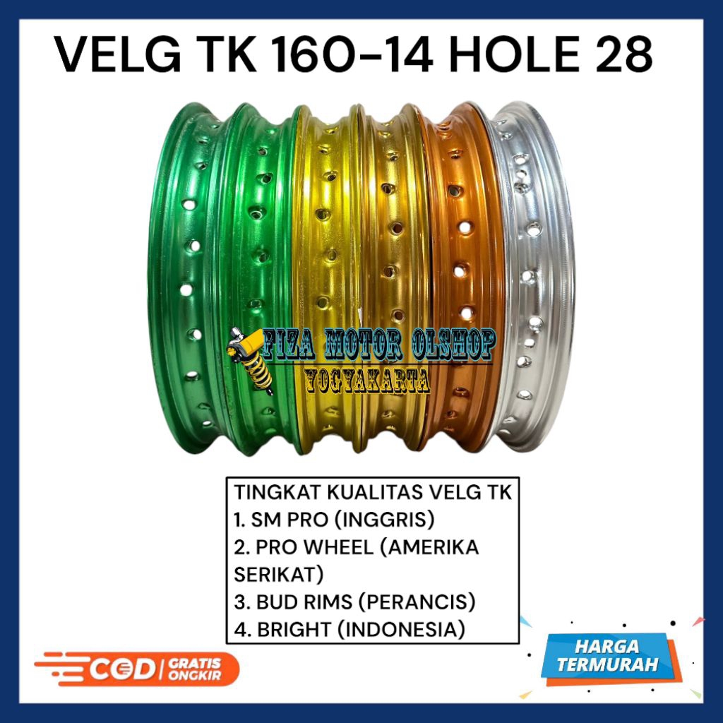 Tangan Pertama Velg TK Racing 160-14 160 Ring 14 Hole 28 Original Velg TK Pro Wheel TK Bright 160-14
