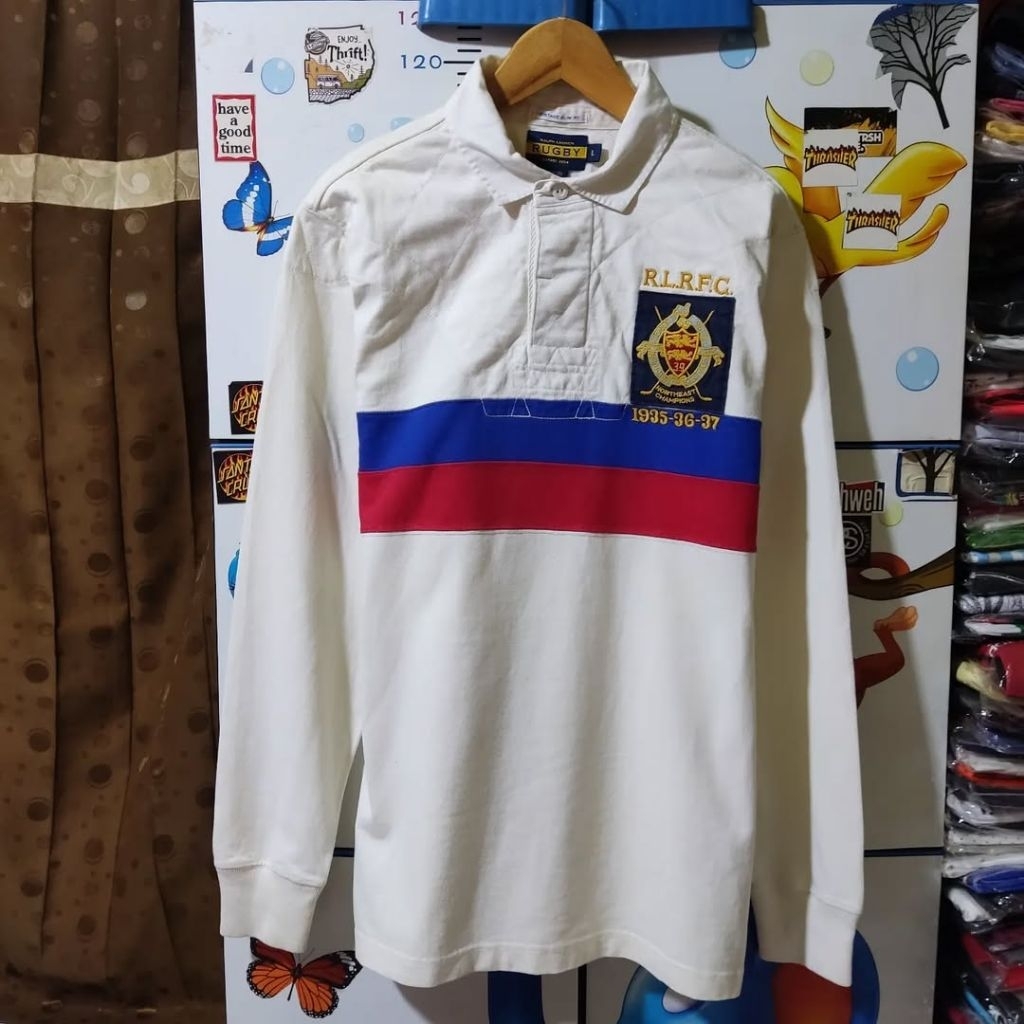 Kaos kerah long slevee POLO RALPH LAUREN Rugby Vintage 2004 Northeast Champion Size L