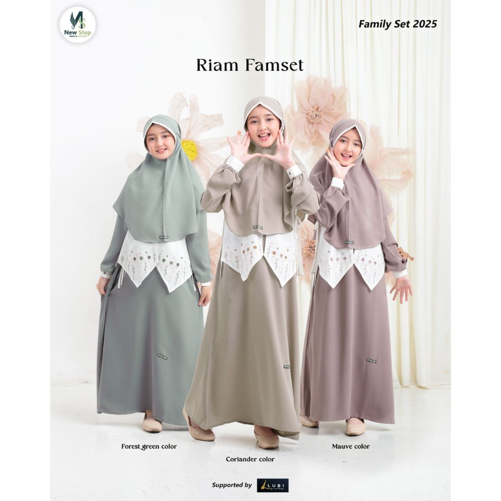 GAMIS DRESS BUSANA MUSLIM ANAK LUCU CUTE KOREAN STYLE BESTSELLER SET HIJAB WARNA SOFT PASTEL HIJAU S