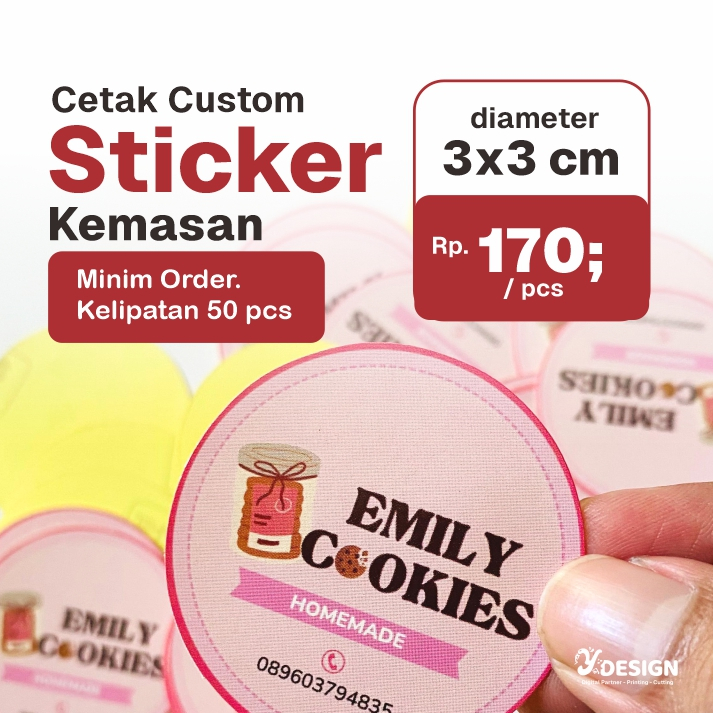 

Cetak Sticker Kemasan + Potong Putus Lingkaran 3x3cm (Min. Order 50pcs) - Sticker Label - YDESIGN