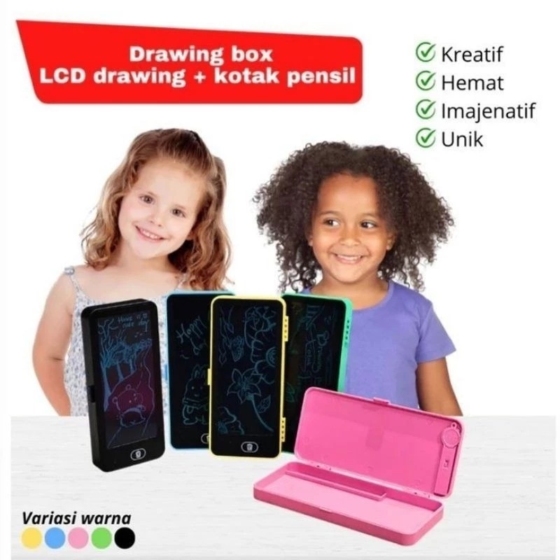 

(RSY)Size Besar Kotak Pensil Lcd Writing Drawing Box Case Ukuran Besar Pencil Drawing Pad Edukasi 2in1