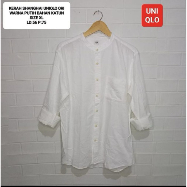 (ORIGINAL SECOND) UNIQLO/ KEMEJA SHANGHAI PRIA BAHAN KATUN SZ XL