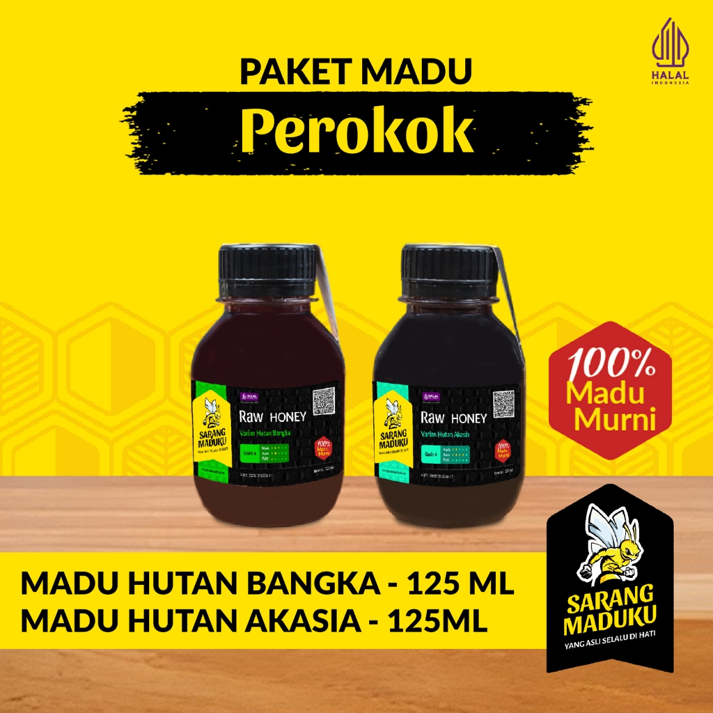 

Sarang Maduku Madu Hutan Akasia 125ML dan Madu Hutan Bangka 125ML Madu Perokok Asli Murni Raw Honey