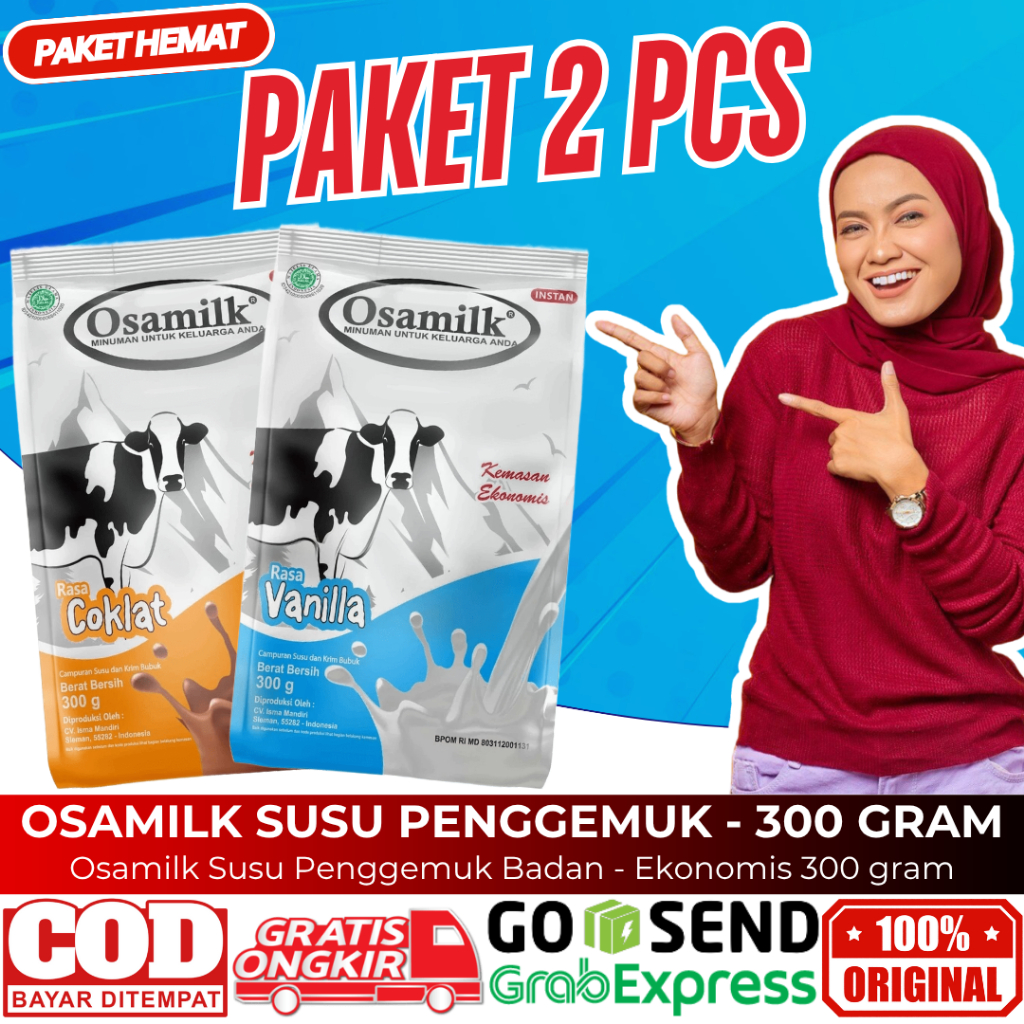 

OSAMILK Susu Penggemuk Badan Rasa Coklat Susu Penambah Berat Badan Dewasa Anak Original 300g x 2pcs