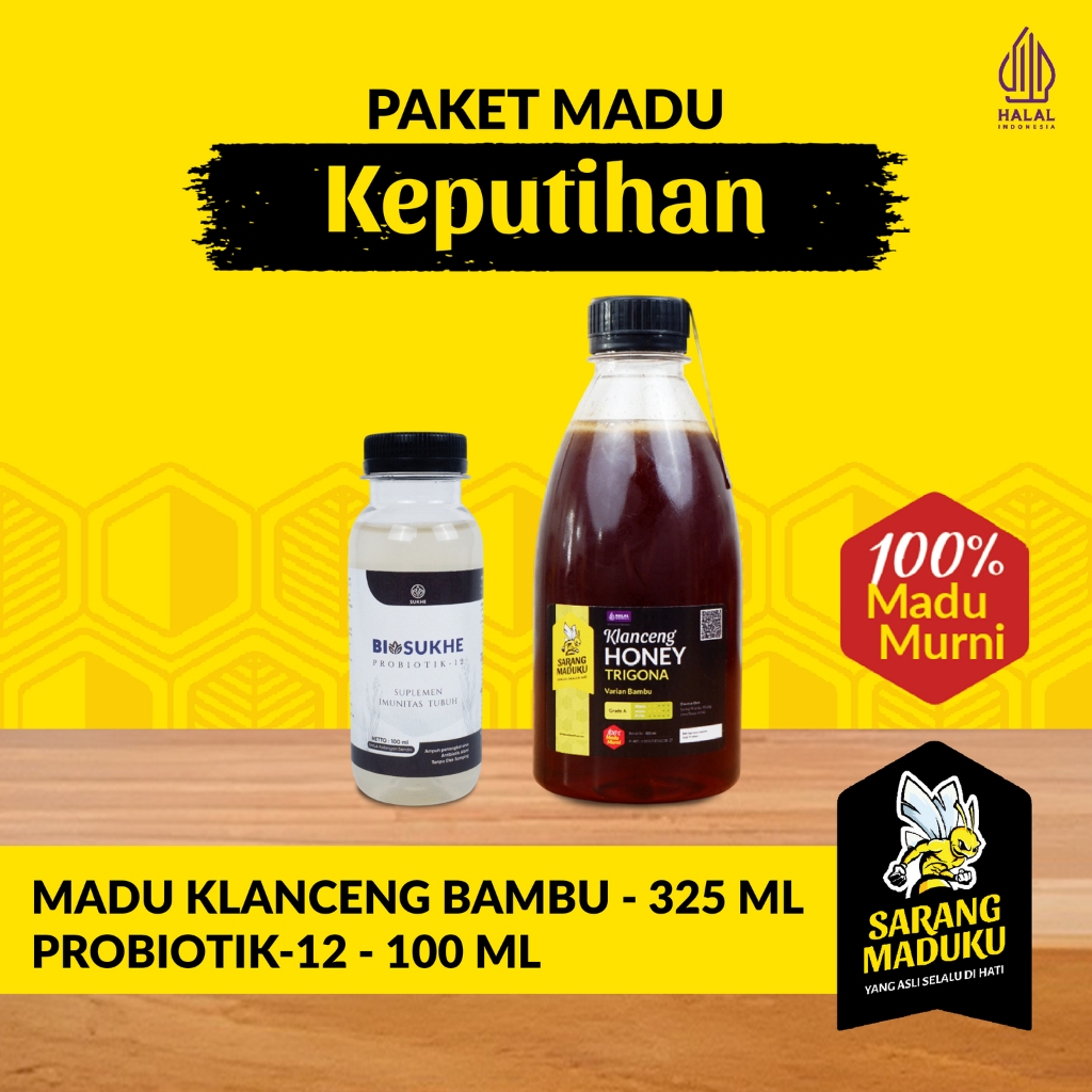 

Sarang Maduku Madu Klanceng Bambu 325ML dan Biosukhe 12 Madu Keputihan Asli Murni Raw Honey