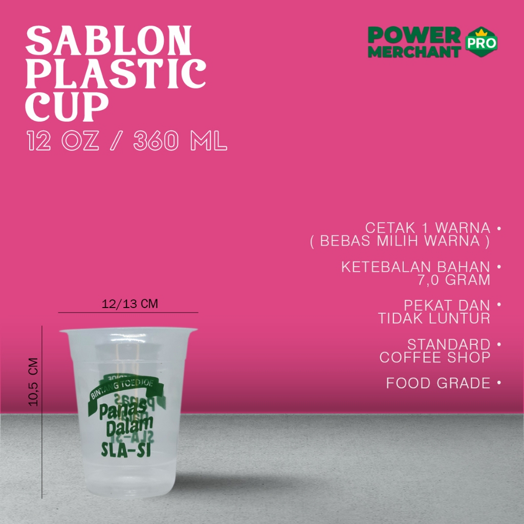 WONDERCUP || Sablon Custom Plastik PP Plastic Cup FLAT Bahan Tebal Pakai Tutup/Tanpa Tutup Food Grad