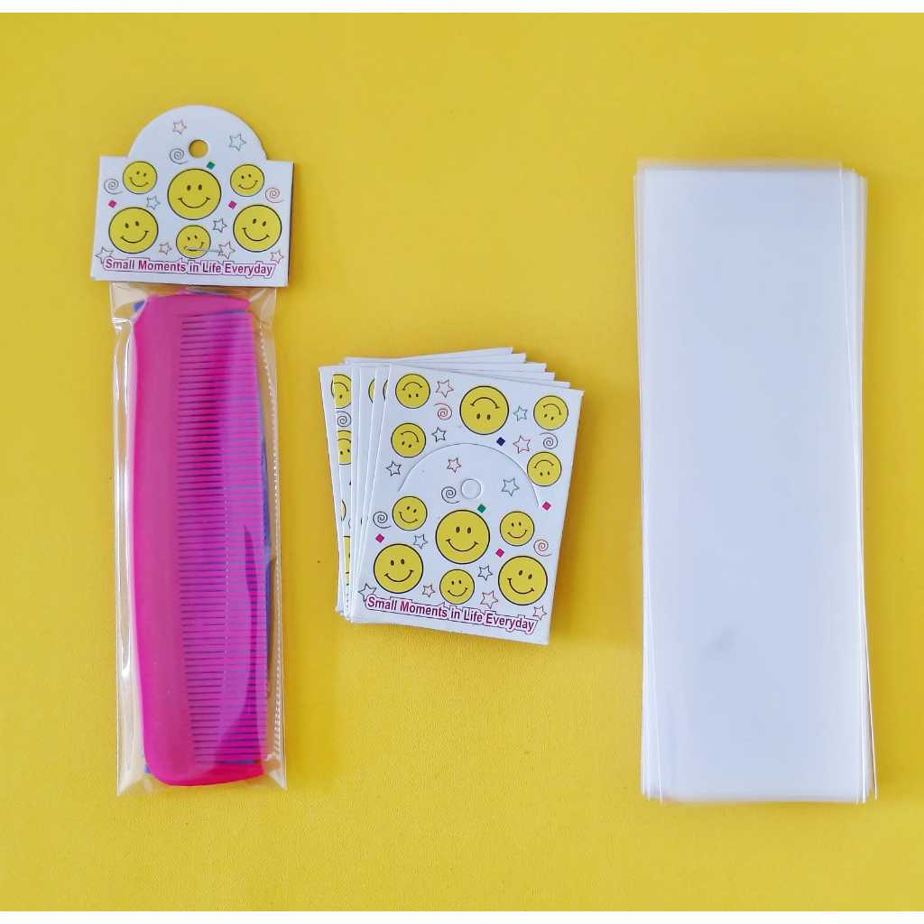 

100 Set Plastik Sisir Saku dan Kertas Label Hang Tag Plastik Opp Tanpa Seal Kemasan Aksesoris Tebal 40 micron