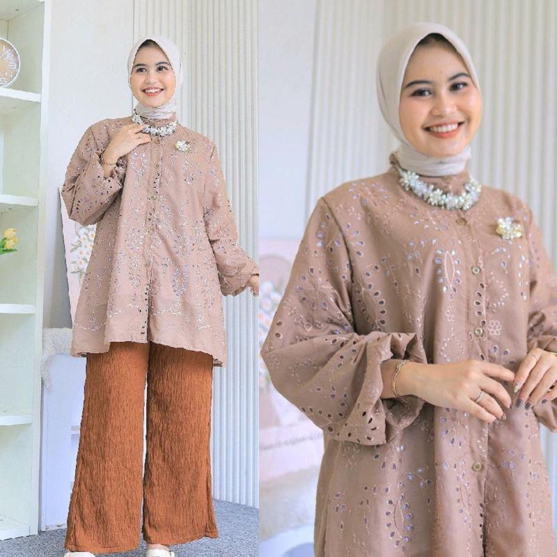 Damara One Set JUMBO LD 120 140 by Eshantai | BB 100 Kg Muat L–5XL Big Size Setelan Tunik + Celana C