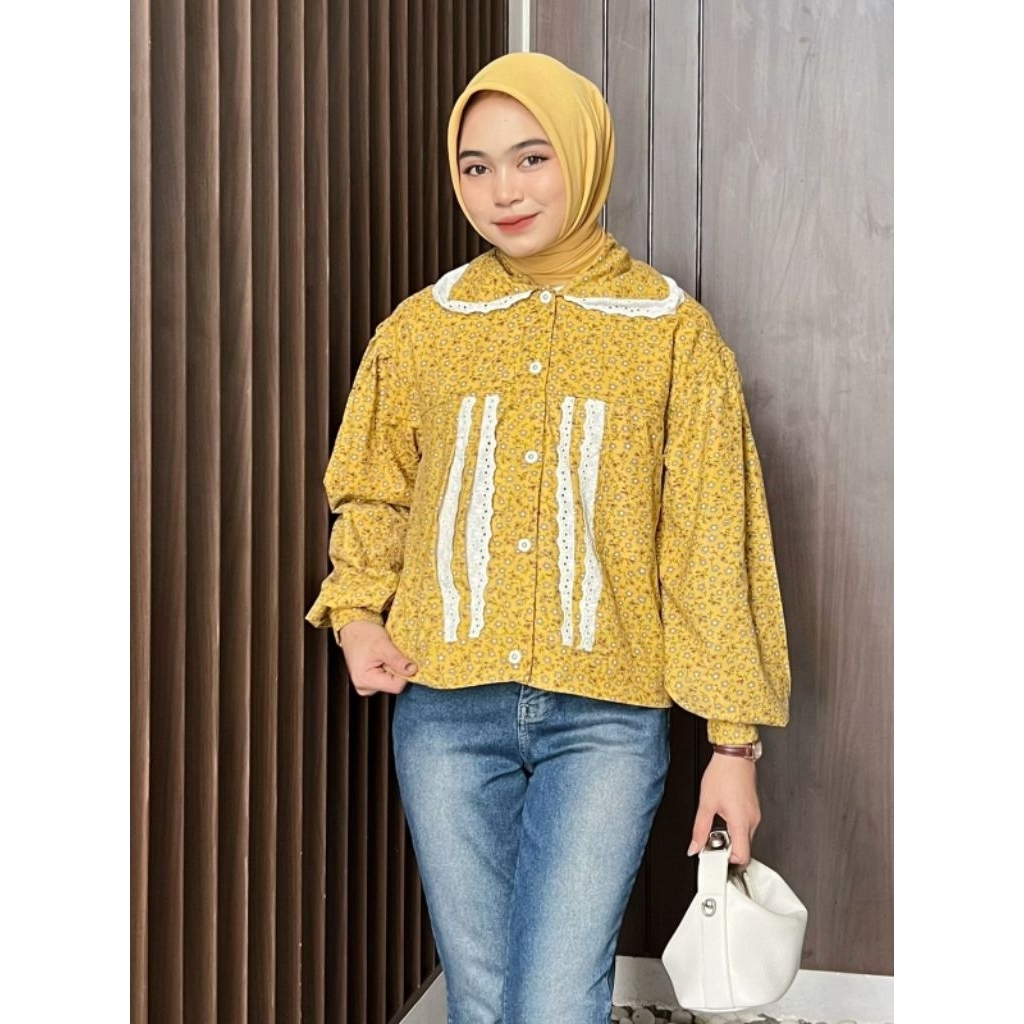 Flowie Jacket Corduroy Athayaa Daily | Pakaian Atasan Jaket Bunga Wanita Original