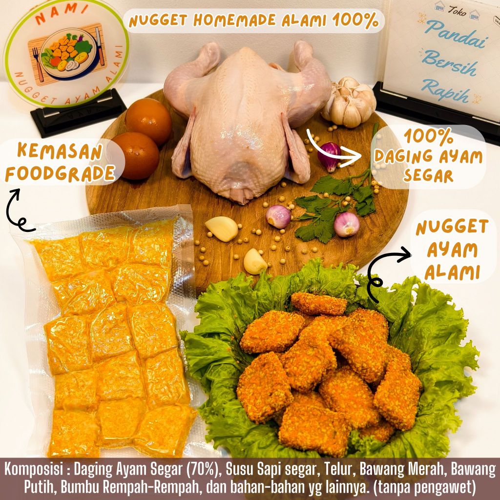 

Nugget Ayam Alami Premium Fresh Homemade Halal Higienis Efa Racha NAMI 250gr 500gr 1kg