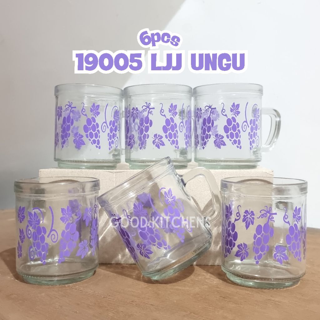 asad G3 [6 Pcs] Gelas Kopi Kaca Gelas Minum Gelas Gagang Gelas Murah Gelas Souvenir Gelas Warteg