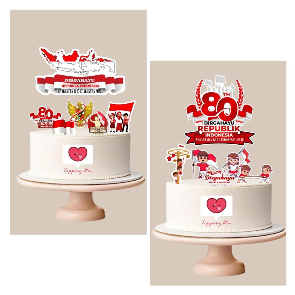 

CAKE TOPPER SET TEMA KEMERDEKAAN & BENDERA MINI HUT RI 80th