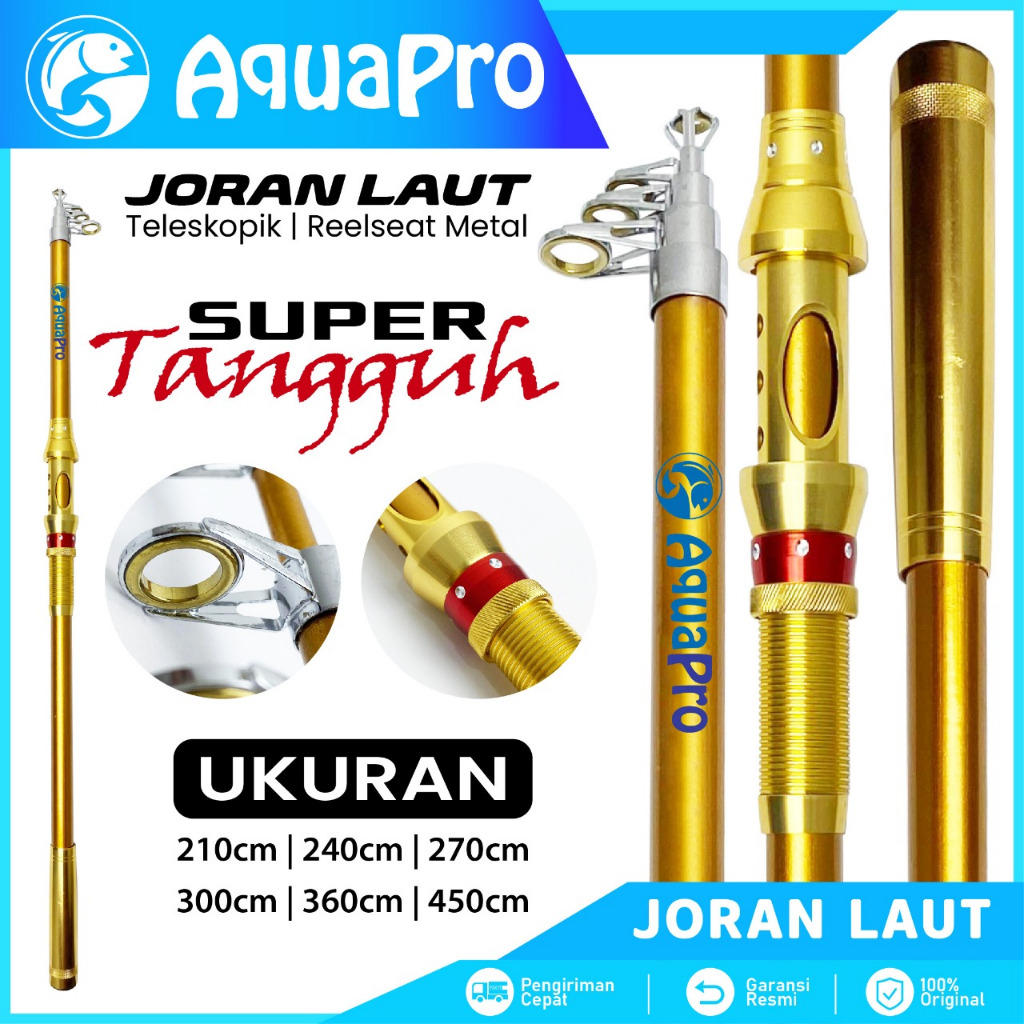 Joran Pancing Antena Telescopic Gold Joran Portable High Carbon Joran Laut Teleskopik Kuat Besi