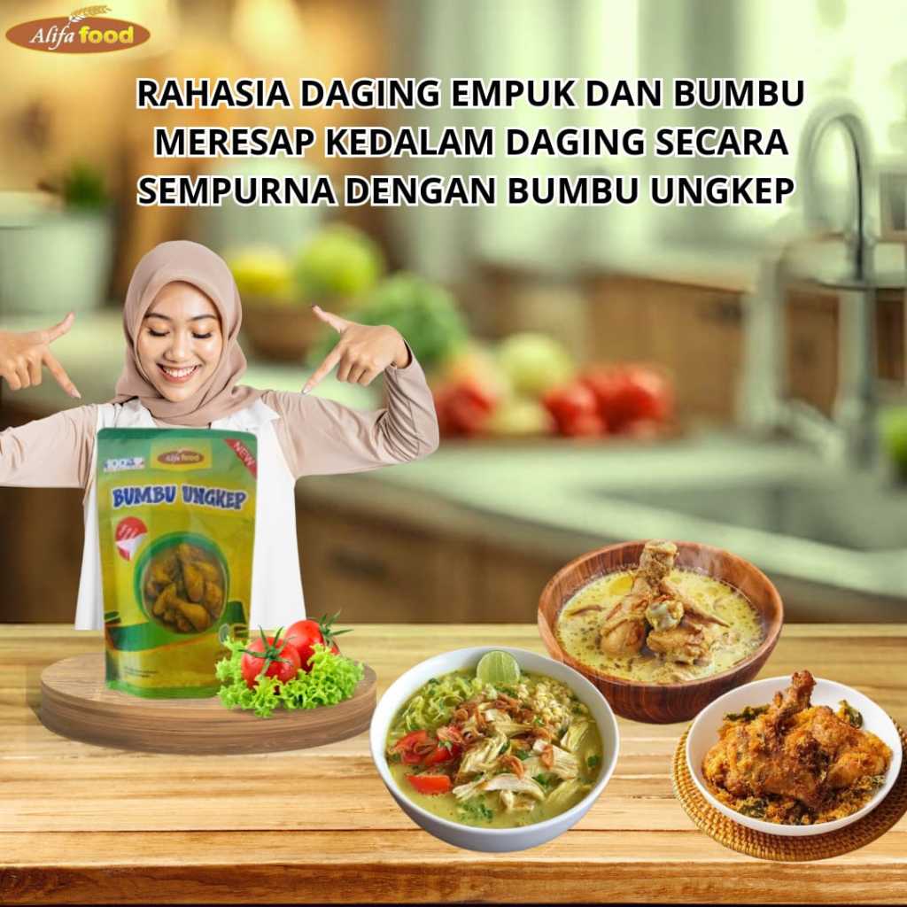 

ALIFA FOOD - Bumbu Ungkep, Bumbu Bakar, Bumbu Ungkep Ayam-Lele-Ikan, dll, 500gr