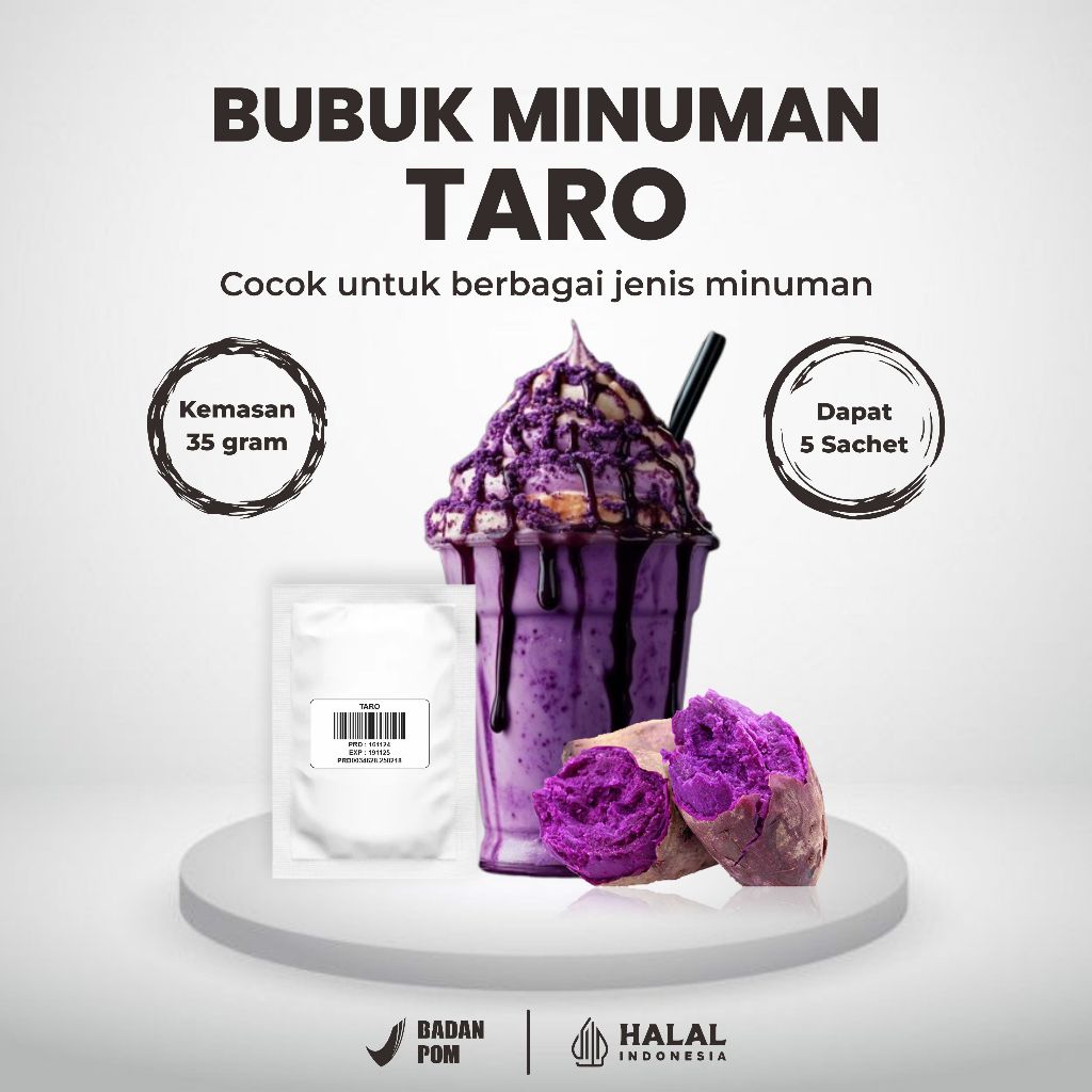 

Bubuk Minuman Rasa Taro 700 Gram - Bubuk Minuman Premium Rasa Taro - Halal & BPOM