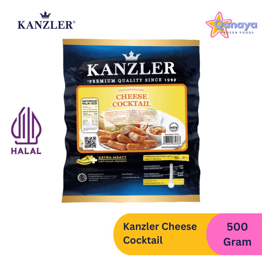 

Sosis Kanzler Cheese Cocktail (500 Gram) Sosis Ayam Premium dengan Keju Frozen Food