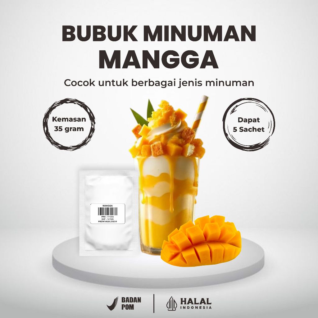 Bubuk Minuman Rasa Mangga 700 Gram - Bubuk Minuman Premium Rasa Mangga - Halal & BPOM