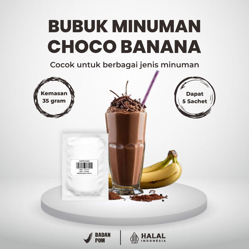 

Bubuk Minuman Rasa Coklat Choco Banana 700 Gram - Bubuk Minuman Premium Rasa Cokelat - Halal & BPOM