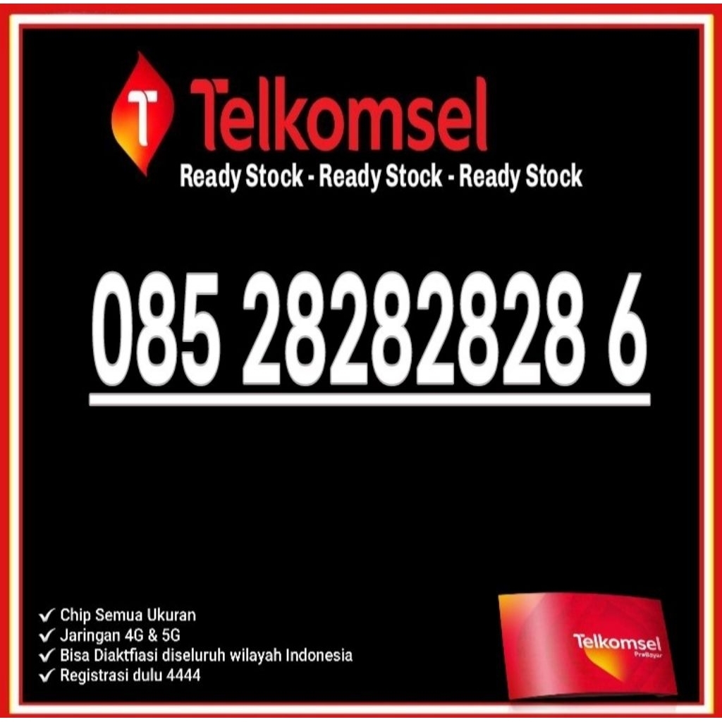 Nomor Cantik Telkomsel Simpati AS 4G lte O85 28282828 6