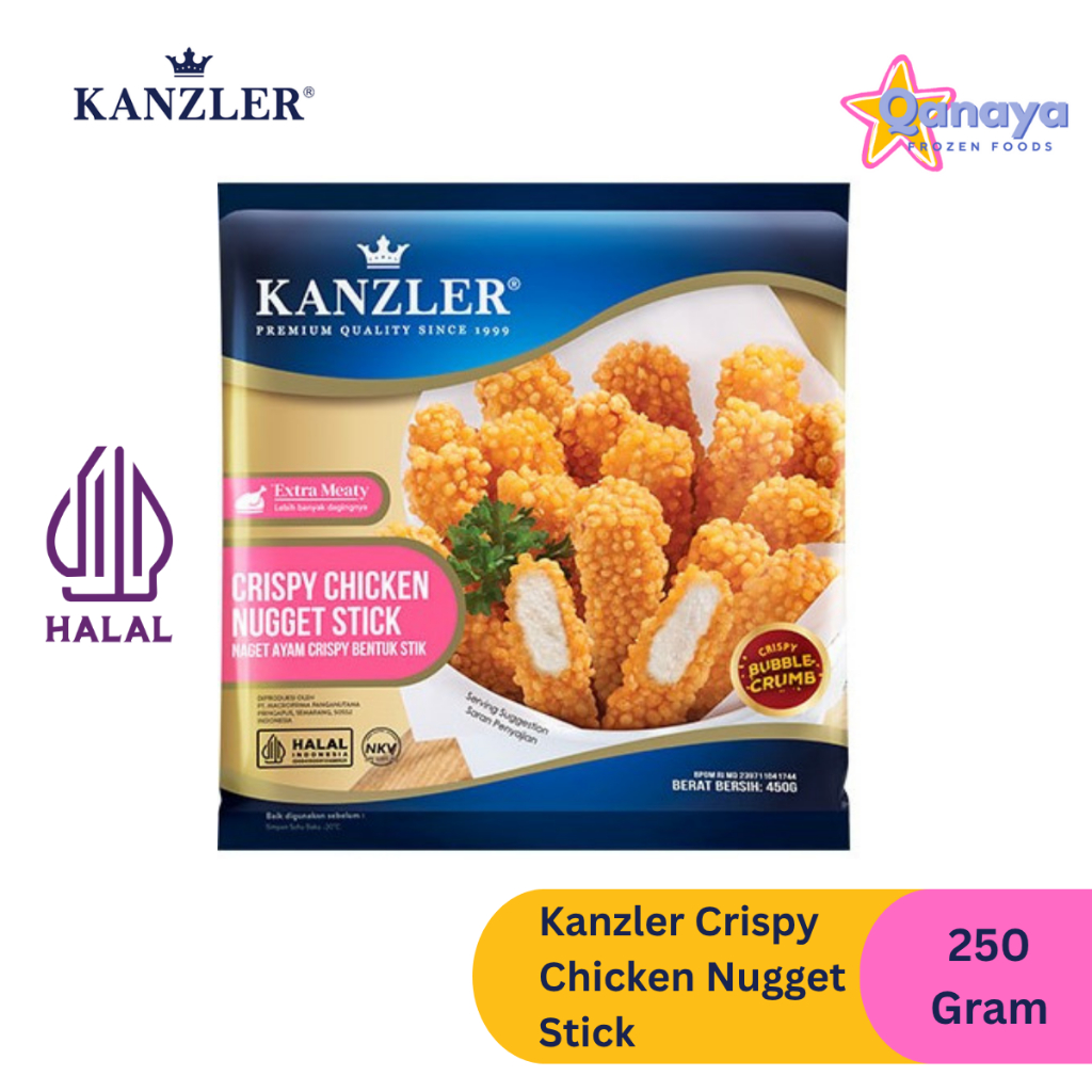 

Kanzler Crispy Chicken Nugget Stick (250 Gram) Nugget Premium dengan Daging Ayam Pilihan Stick