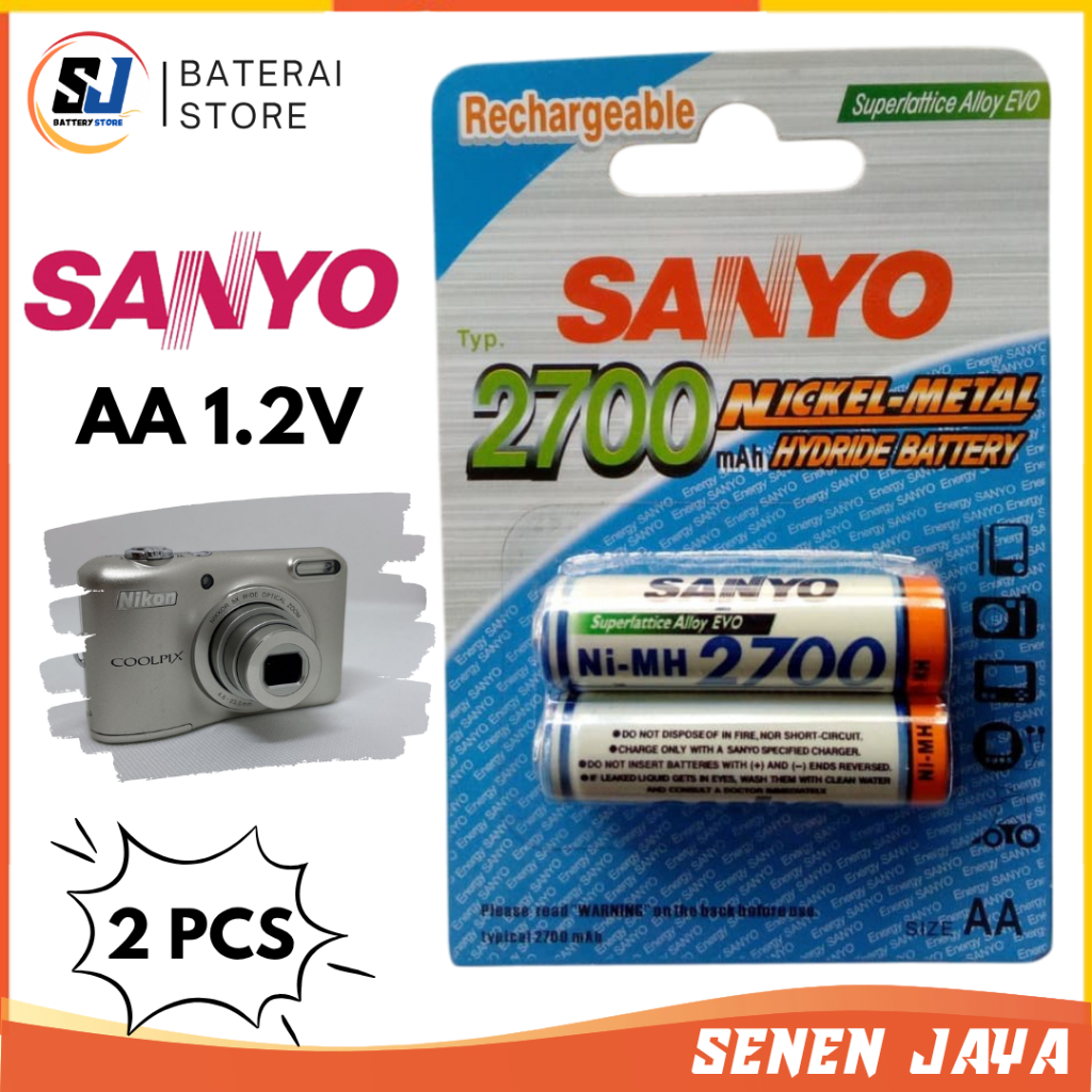 Baterai - TAMIYA Mini 4WD - Batre Cas - Sanyo AA/ A2 - 2700mAh/ Batrai/ Batrei/ Rechargeable Battery