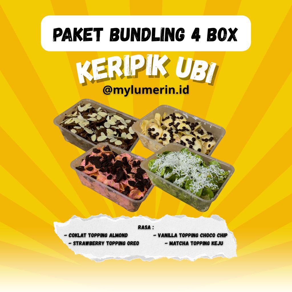 

MYLUMERIN Paket Bundling 4 Box Kripik Ubi Lumer 680 Gram - Cemilan Keluarga, Manis, Renyah, & Lumer