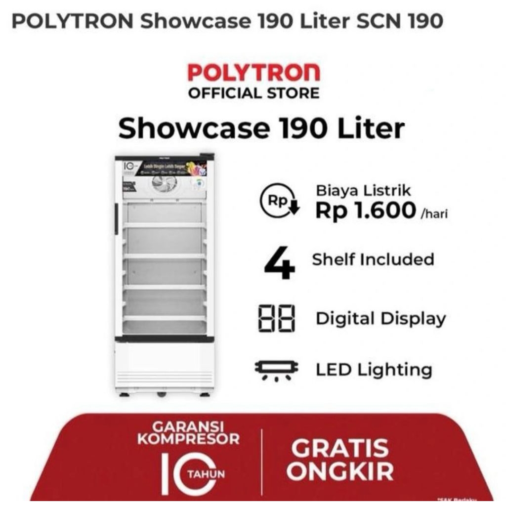 SHOWCASE POLYTRON 4RAK 190LITER SCN-190 SHOWCASE POLYTRON 4 RAK 190L SCN190