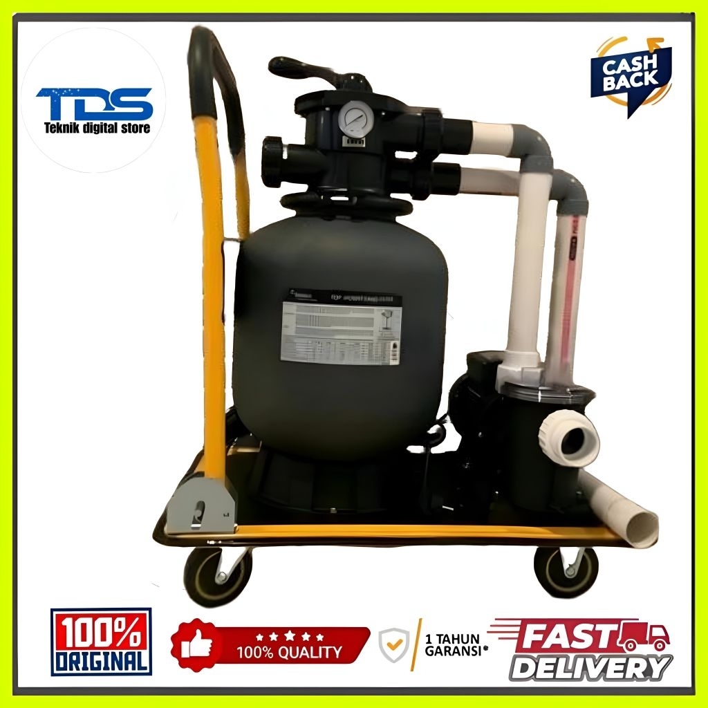Paket Pompa Kolam Renang 1Hp Set Troli Mesin Vacuum Kolam Renang
