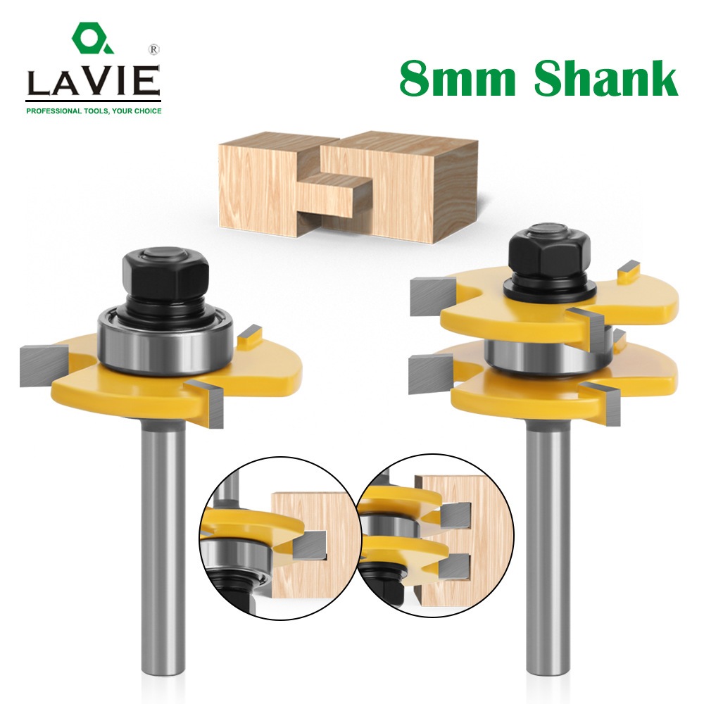 1Set Mata Profil Sambung Kayu 2 Pcs Tounge & Groove Router Bit Mata Router As 8mm