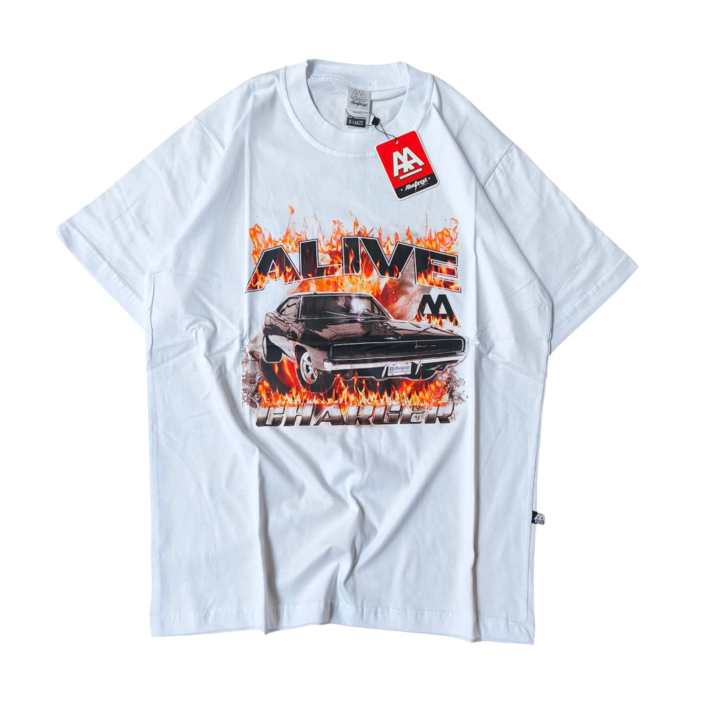 KAOS MOBIL NASCAR PUTIH CHARGER ALIVE ANGEL ORIGINAL / KAOS VINTAGE / KAOS WANITA / PRIA / TSHIRT VI