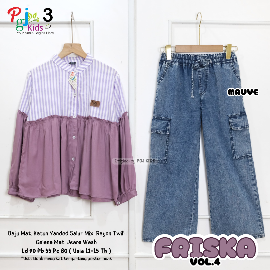 setelan jeans anak perempuan 11-15 tahun friska set ori pgj kids