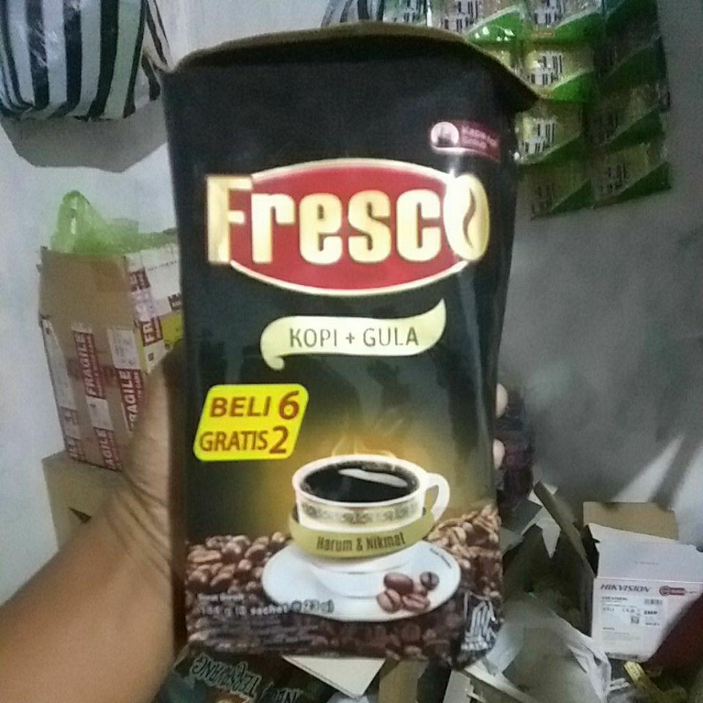 

kopi fresco hitam kopi+gula per pack isi 8 sachet