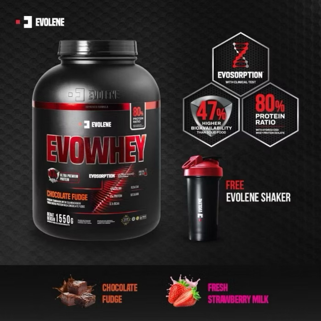 Evowhey 50s rasa vanila coklat hazelnut moka