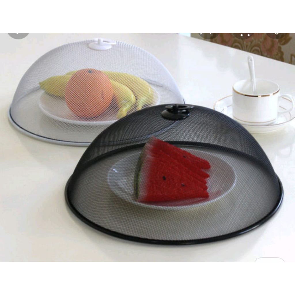 Tutup Saji Tudung Saji Bulat Stainless Steel 35cm Hitam Penutup Saji Makanan Minimalis 35 cm