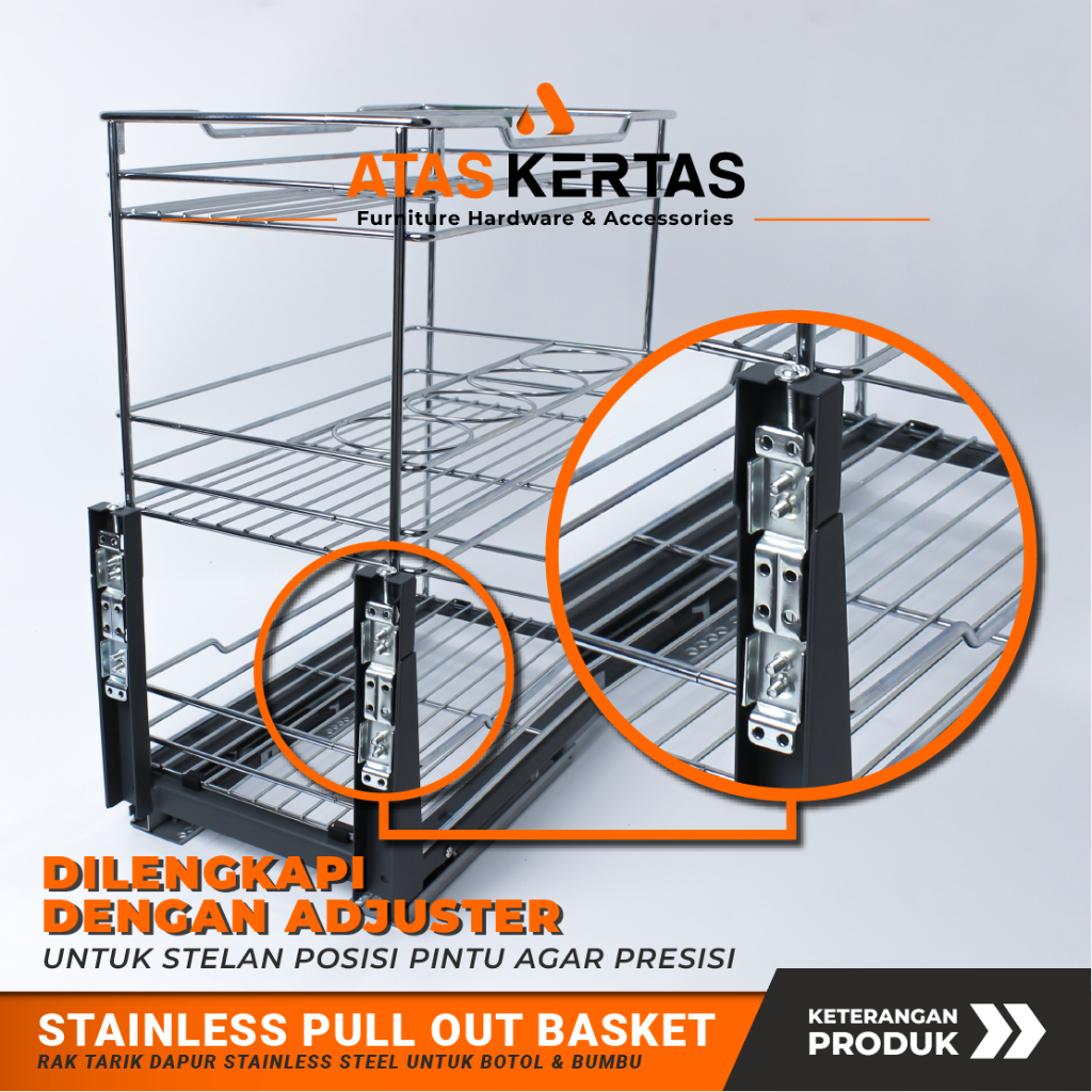 Rak Tarik Kitchen Set - Rak Tarik Bawah Kolong Dapur Stainless