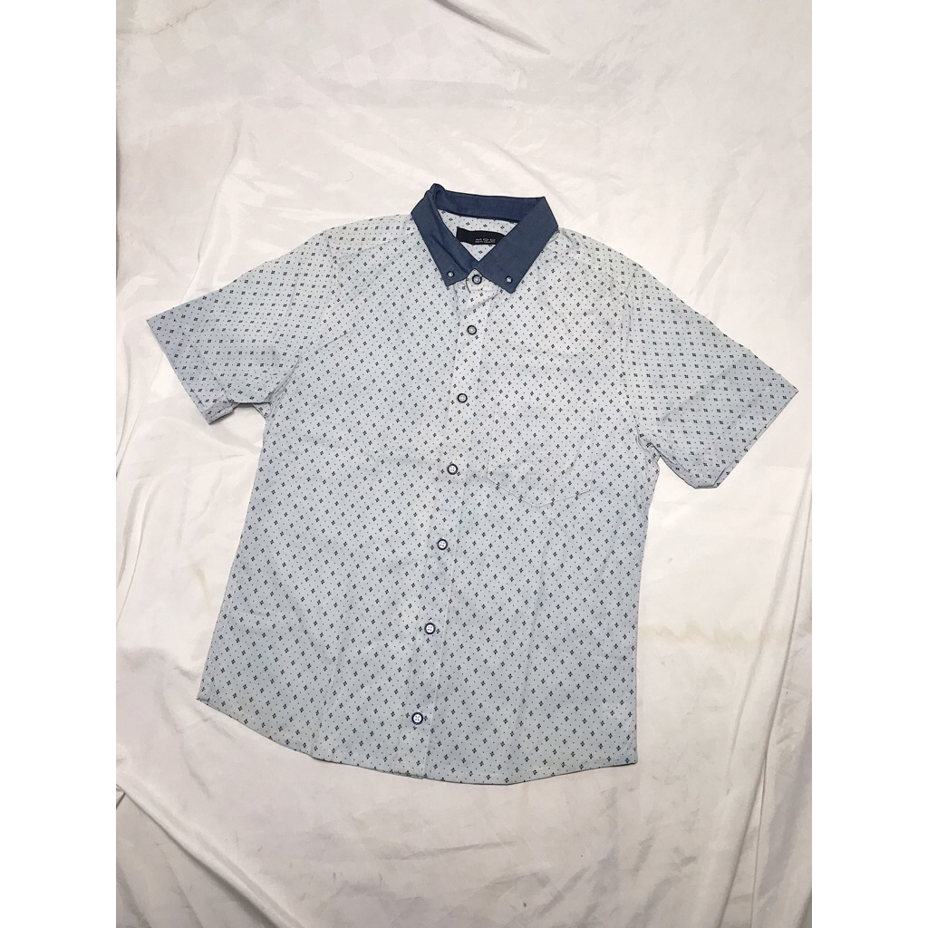 Nego Boskuu > MOC Dots Pattern Shirt Original - White/Blue (Outfit/Pakaian)|Preloved/2nd/Second/Beka