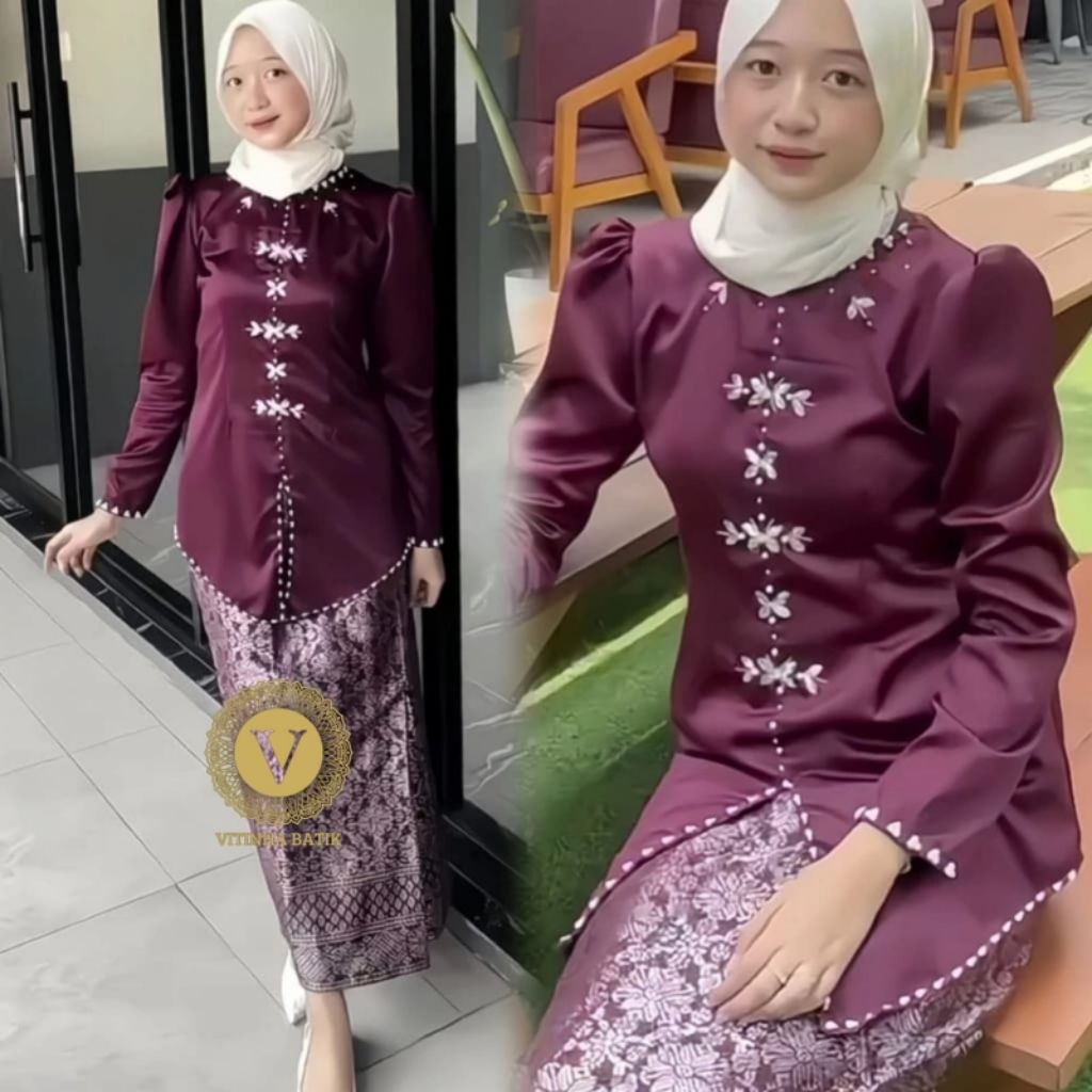 Alana One Set Baju Kurung Melayu Rok Songket Modern Premium Termurah | Atasan Baju Kurung Wanita Ter