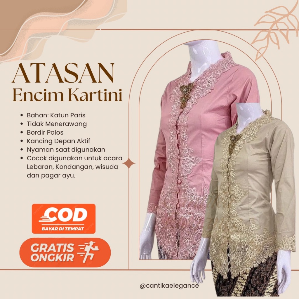 ATASAN KEBAYA ENCIM KARTINI JUMBO LD 120 CM | KEBAYA WISUDA MODERN | KEBAYA PESTA | BAJU KONDANGAN