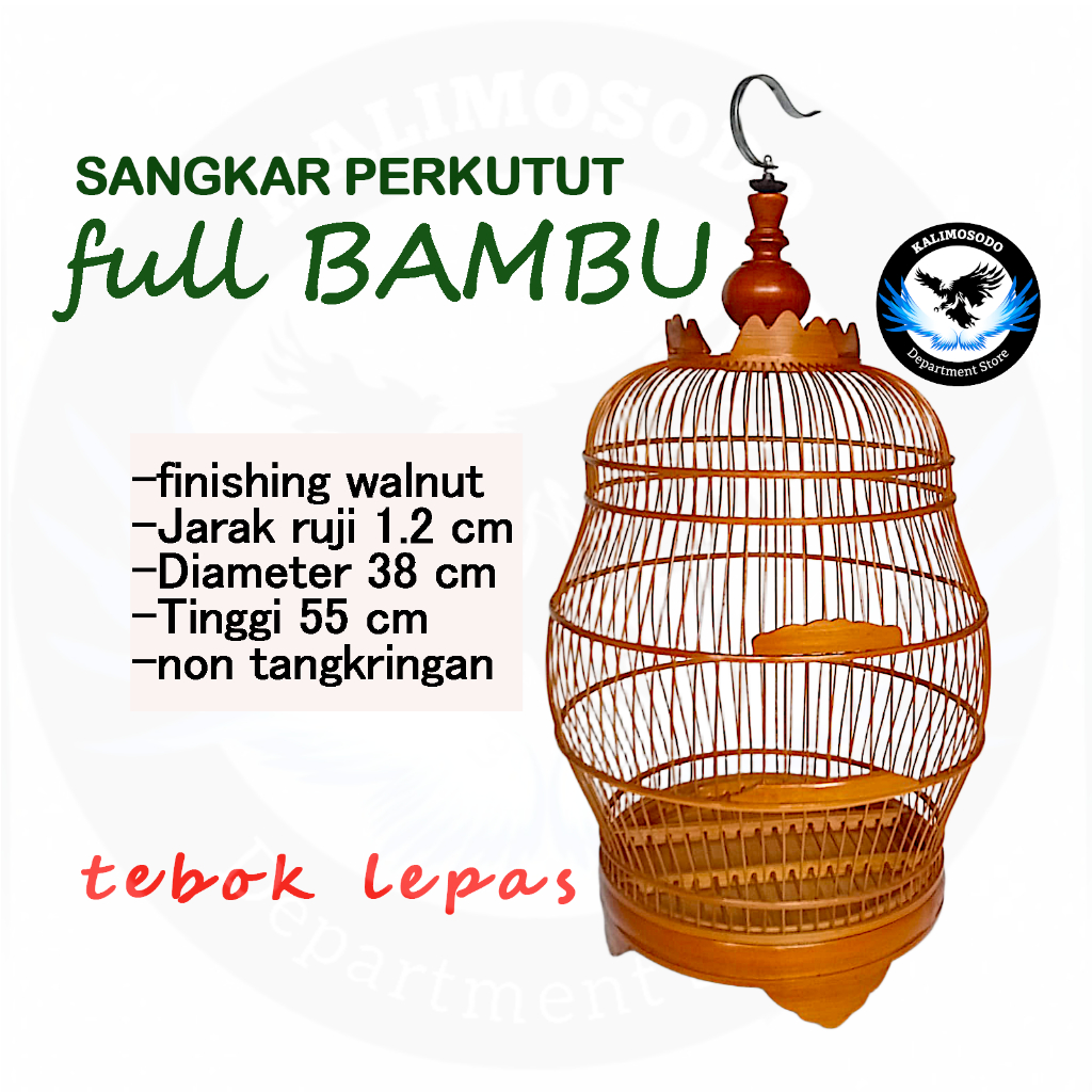 Sangkar burung perkutut full bambu