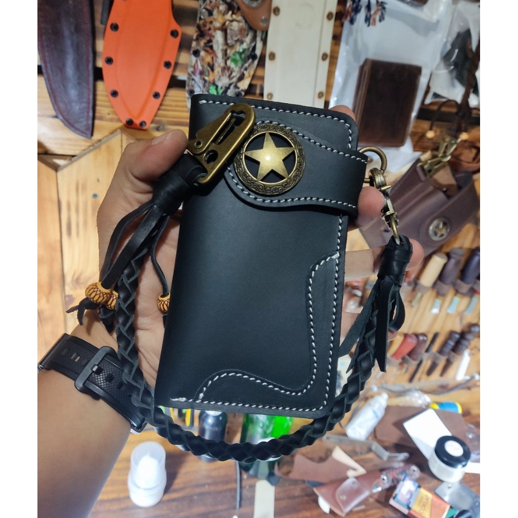 Dompet Bikers Panjang Kulit Tali Dompet  ,Dompet Tali Tali Dompet Pria Dompet Kulit  Asli Dompet Tou