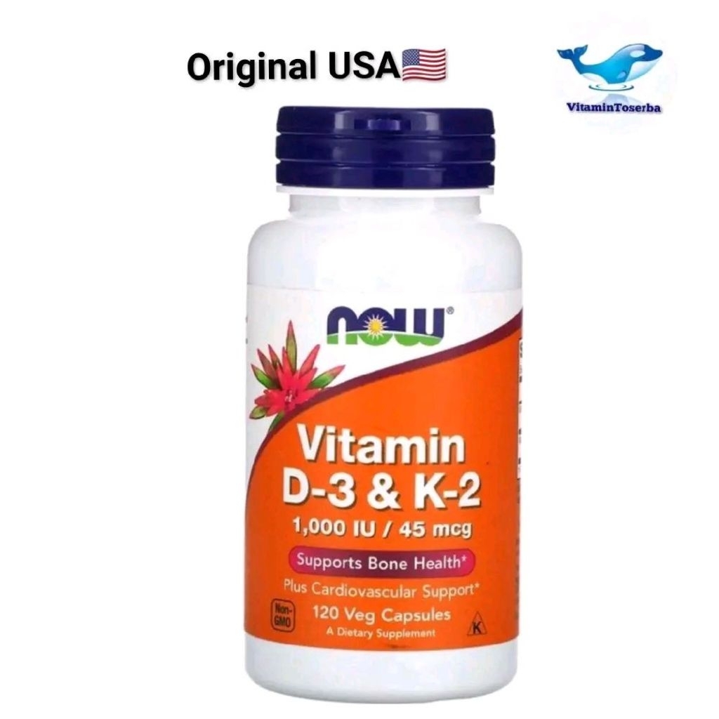 Now Foods Vitamin D-3 & K-2 1000 IU / D3 K2 1000iu 45 mcg  120 Capsules