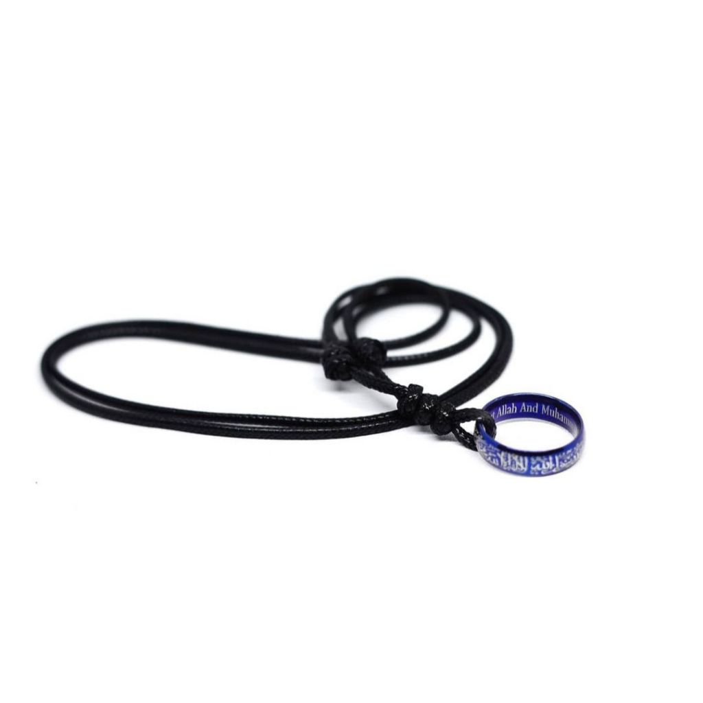 Kalung Pria Cincin Titanium Motif Tauhid