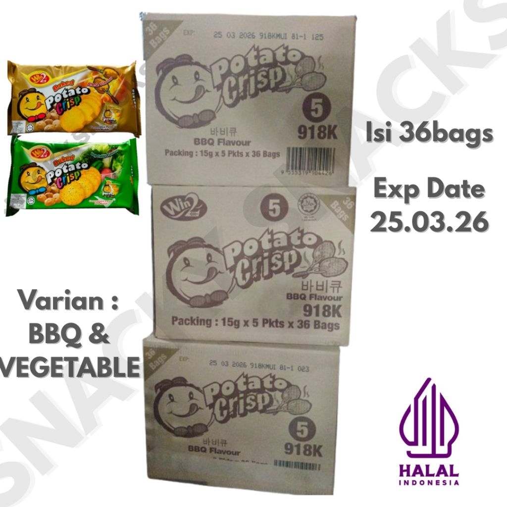 

Win2 Potato Crips Carton 15gx36bags