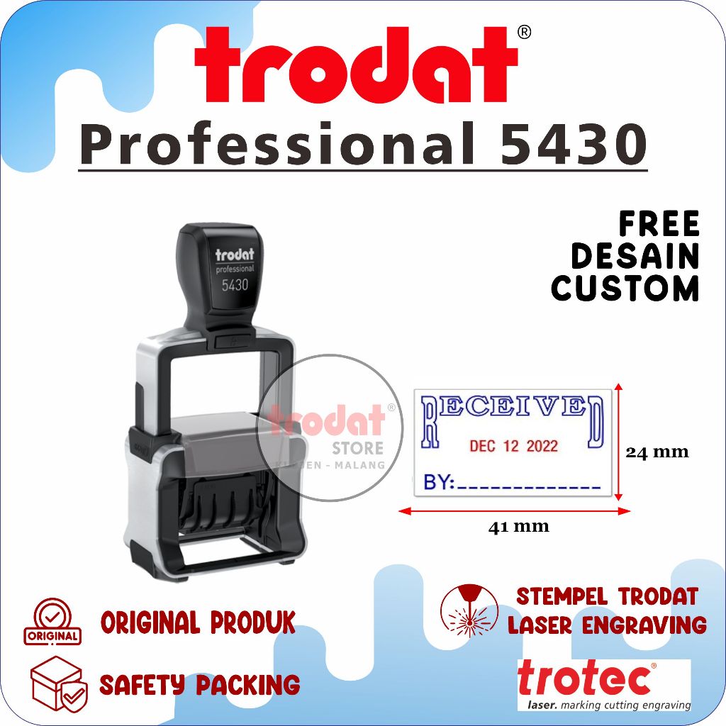 

STEMPEL TRODAT PROFESSIONAL 5430 DATER SELF - INKING ( 41 x 24 mm ) FREE DESAIN