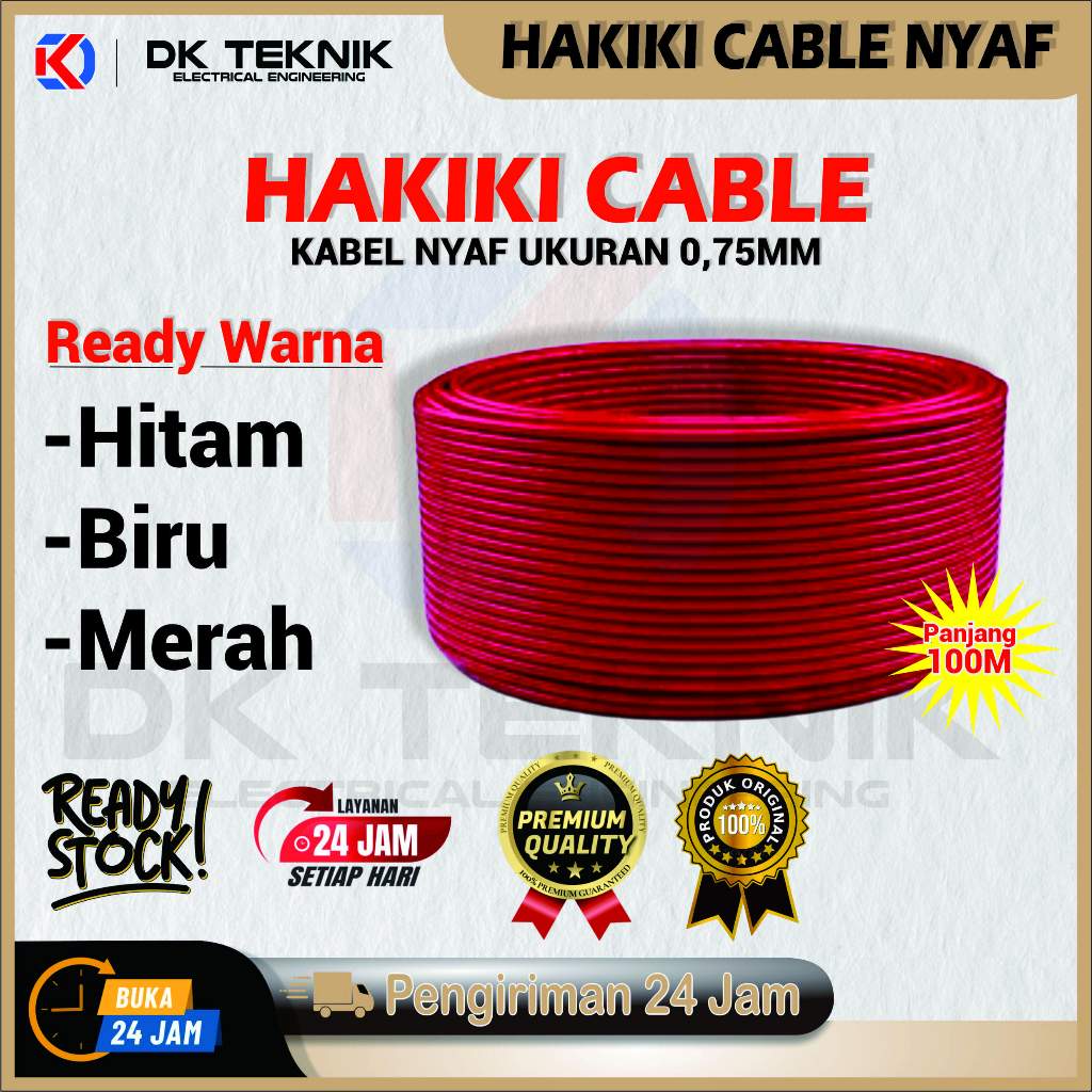Kabel NYAF ukuran 0,75mm panjang 100m Merek Hakiki Kabel