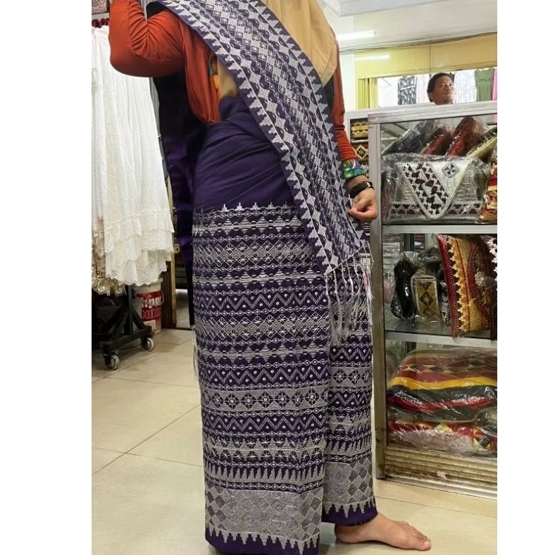 real pict tapis bordir songket sanwos Lampung 3 tingkat wajik ungu