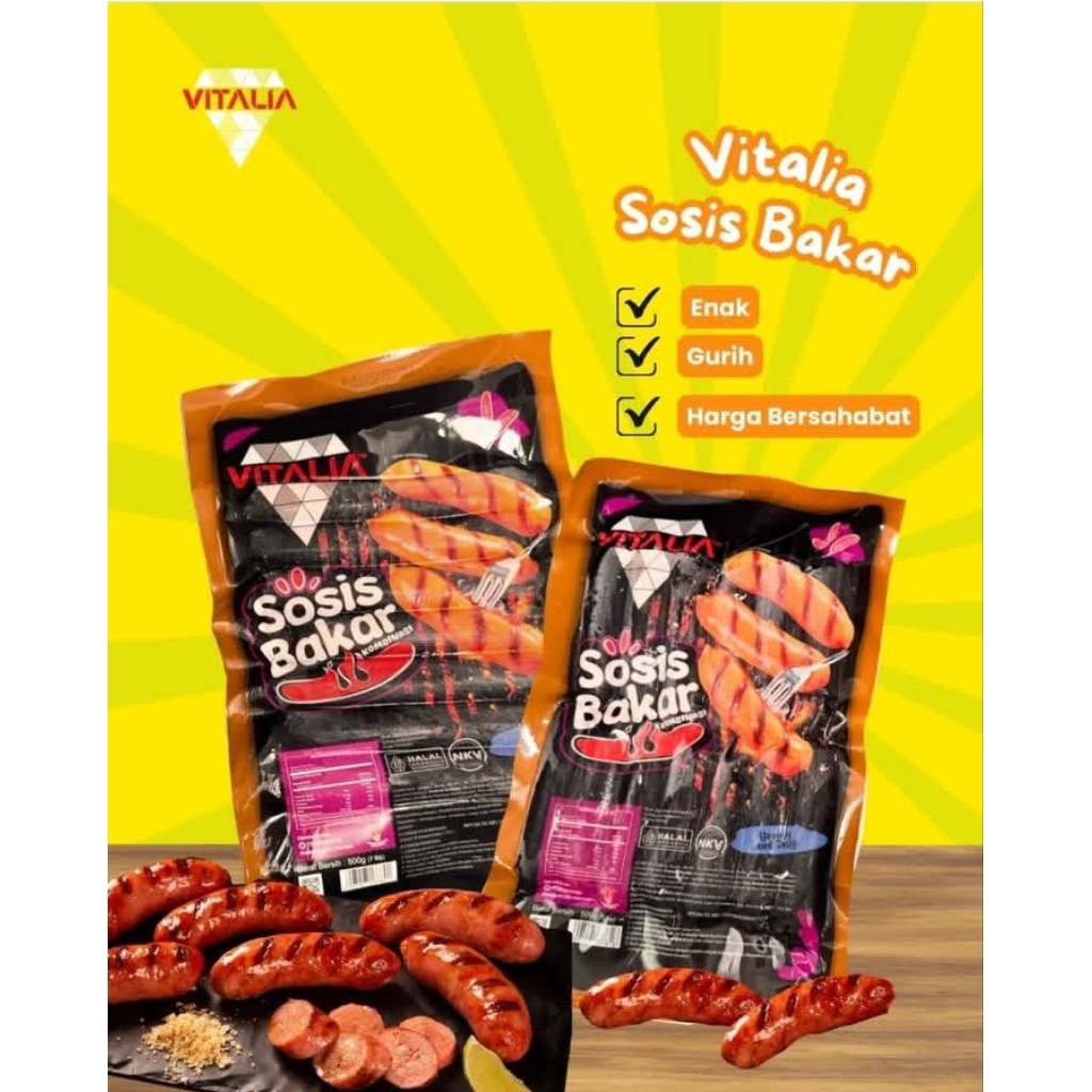 

Bernardi Vitalia Sosis Bakar (daging ayam) 500g isi 7, enak bangeet
